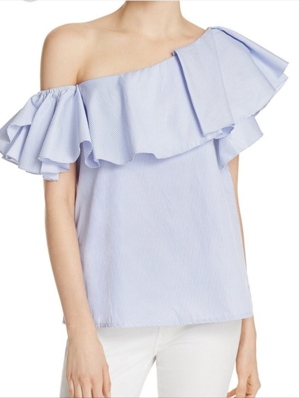 MLM Label Off Shoulder Ruffled Striped Blouse Top Size S